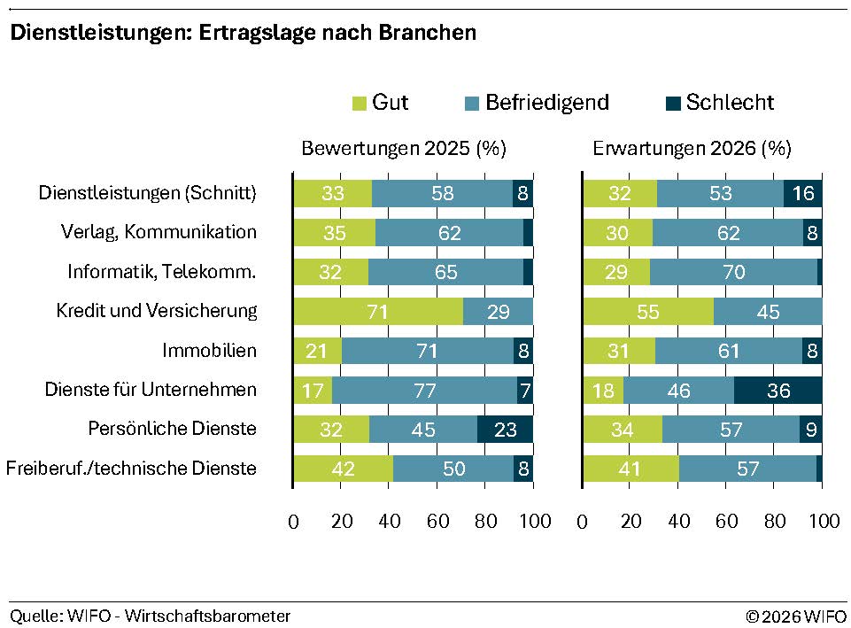 Dienstleistungen: Ertragslage nach Branchen